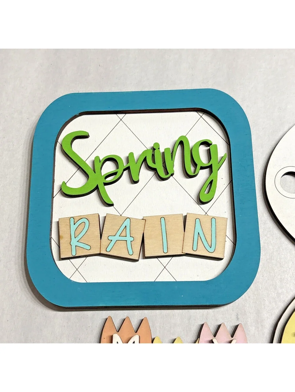 Lot of 6 pcs Hello Spring, May Flowers Tier Tray Set approx. 5” wooden signs